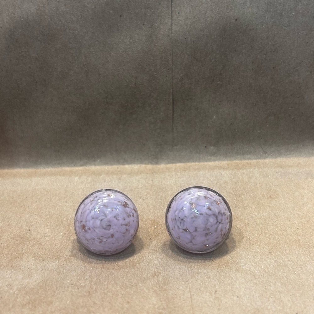 Murano Glass Antique VTG Clip On Earrings Purple Gold